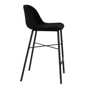 Barhocker – Texture Stoff, Stahlgestell Schwarz, Schwarze Farbe - Jade | Kick Collection