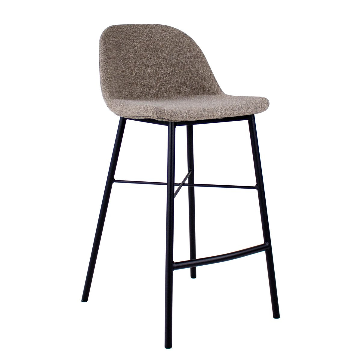 Barhocker – Texture Stoff, Stahlgestell Schwarz, Graue Farbe - Jade | Kick Collection