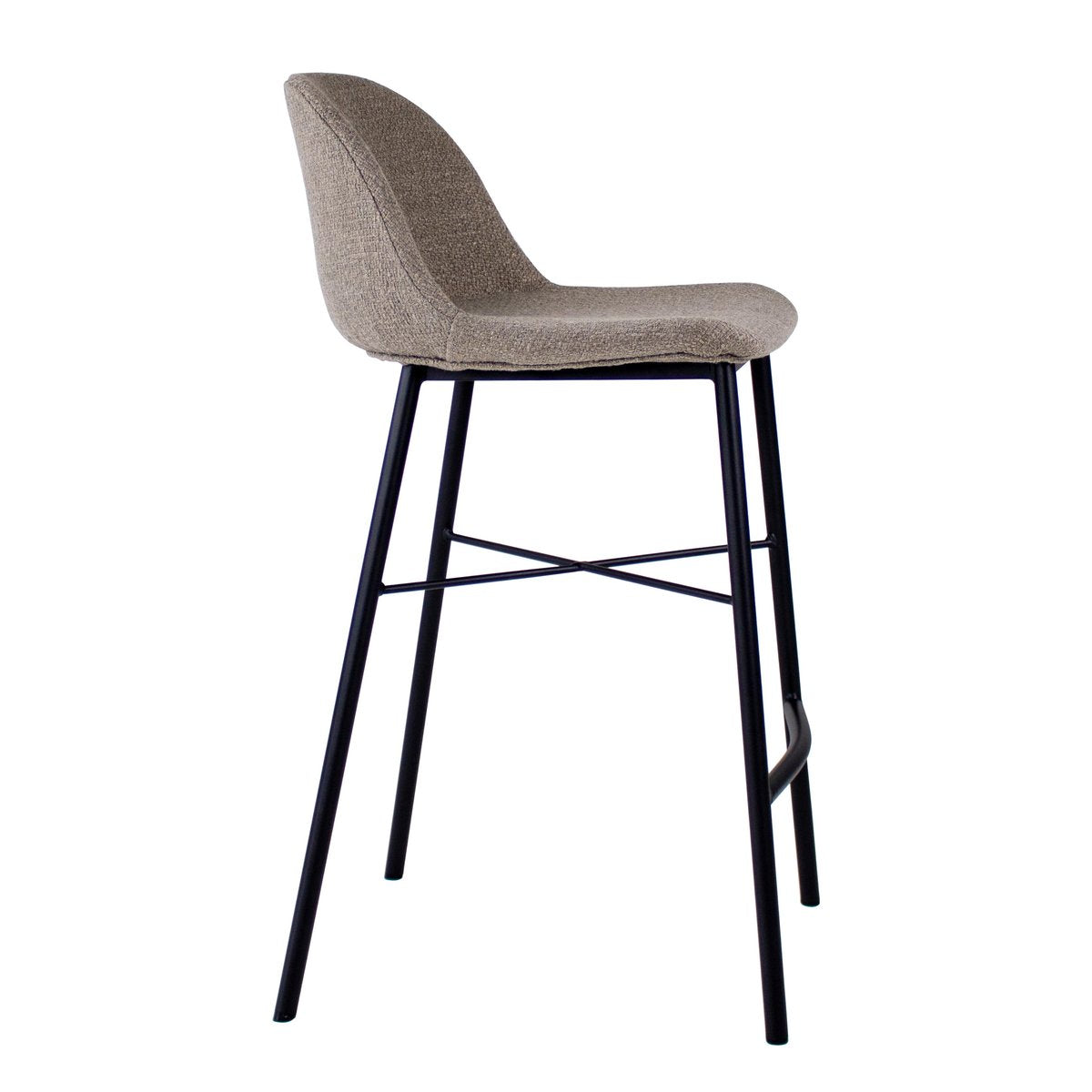 Barhocker – Texture Stoff, Stahlgestell Schwarz, Graue Farbe - Jade | Kick Collection