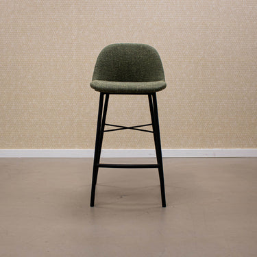 Velvet Bar Stool in Green Upholstered Seat Shell Black Metal Frame – Jade | Kick Collection