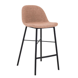 Barhocker – Texture Stoff, Stahlgestell Schwarz, Rosa Farbe - Jade | Kick Collection