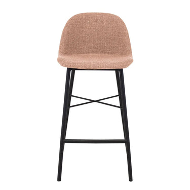Barhocker – Rosa Stoff, Schwarzes Gestell, Weicher Sitz - Jade | Kick Collection