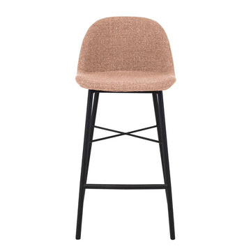 Barhocker – Texture Stoff, Stahlgestell Schwarz, Rosa Farbe - Jade | Kick Collection