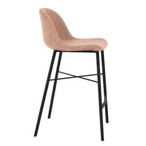 Barhocker – Texture Stoff, Stahlgestell Schwarz, Rosa Farbe - Jade | Kick Collection