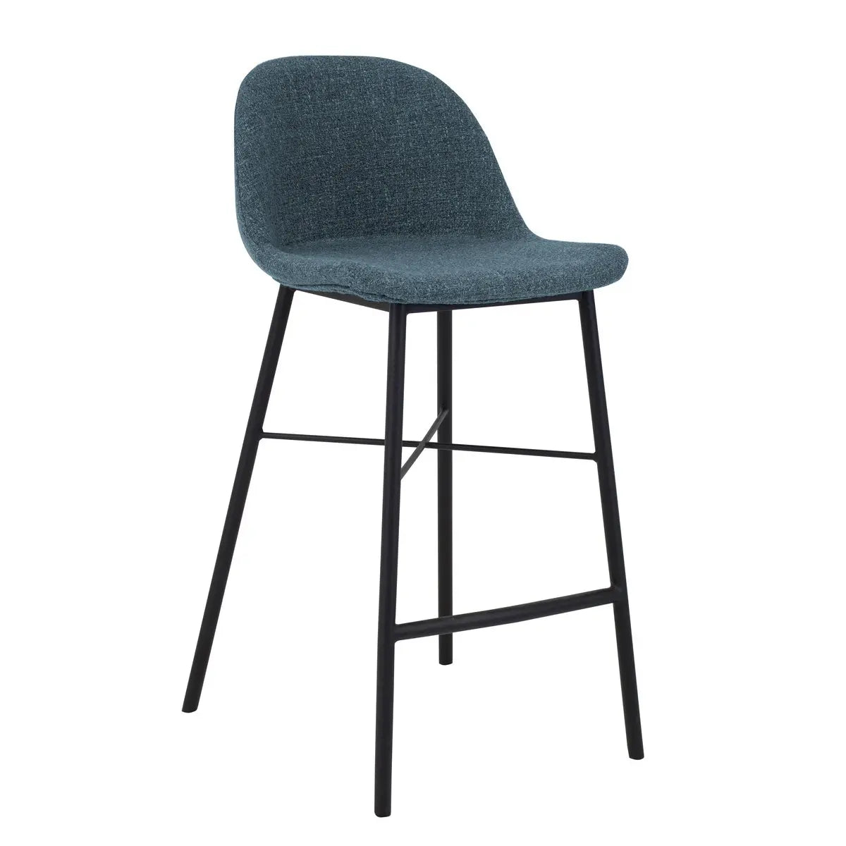 Barhocker – Texture Stoff, Stahlgestell Schwarz, Blaue Farbe - Jade | Kick Collection