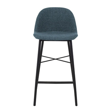 Barhocker – Blauer Stoff, Schwarzes Metall, Moderne Form - Jade | Kick Collection