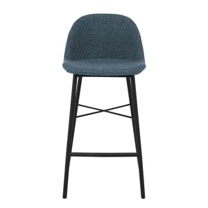 Barhocker – Texture Stoff, Stahlgestell Schwarz, Blaue Farbe - Jade | Kick Collection