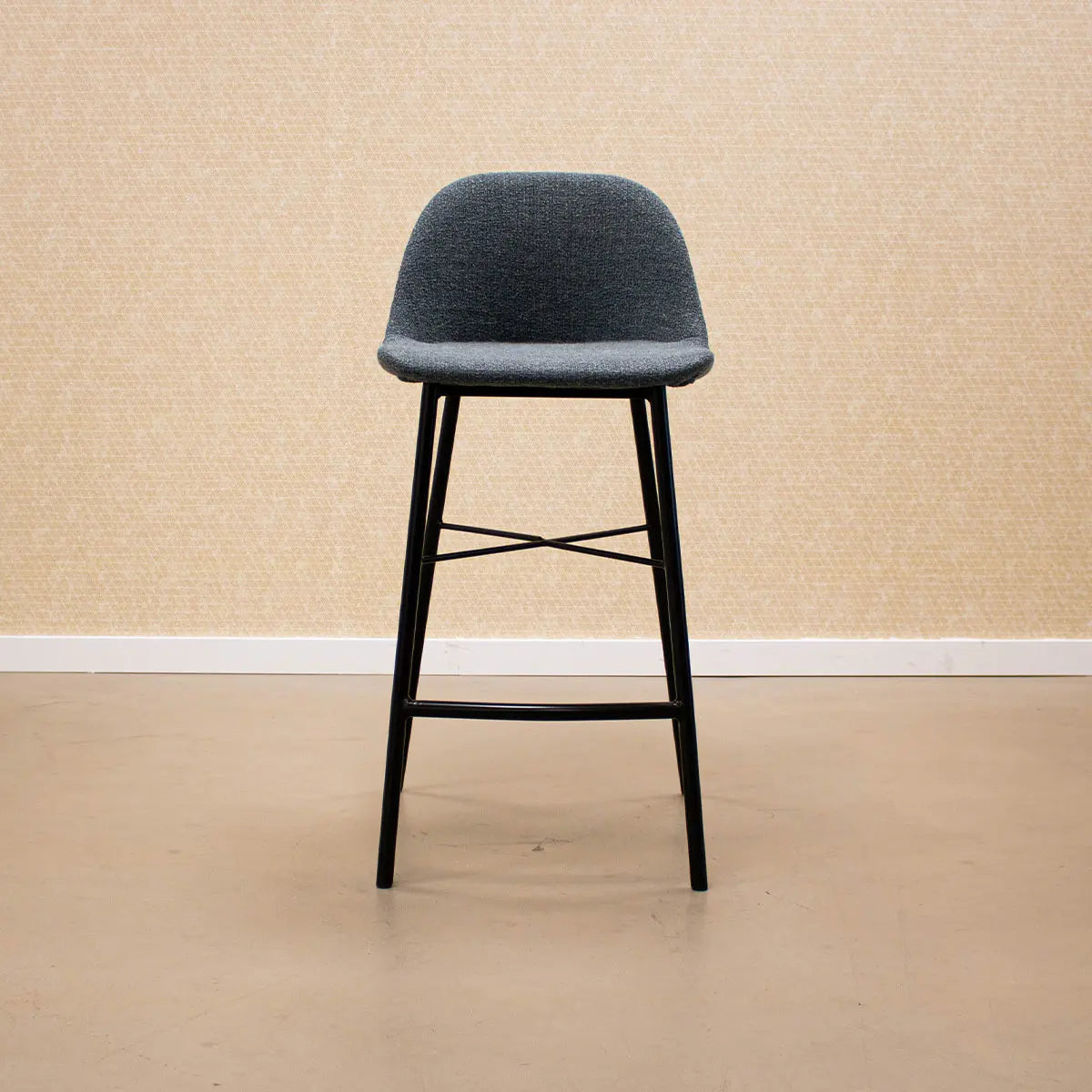 Barhocker – Texture Stoff, Stahlgestell Schwarz, Blaue Farbe - Jade | Kick Collection