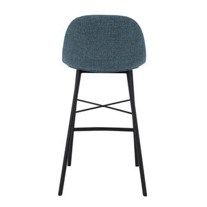 Barhocker – Texture Stoff, Stahlgestell Schwarz, Blaue Farbe - Jade | Kick Collection