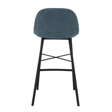 Barhocker – Texture Stoff, Stahlgestell Schwarz, Blaue Farbe - Jade | Kick Collection