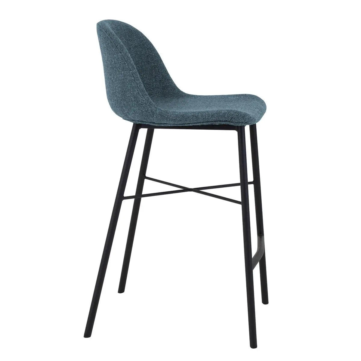 Barhocker – Texture Stoff, Stahlgestell Schwarz, Blaue Farbe - Jade | Kick Collection