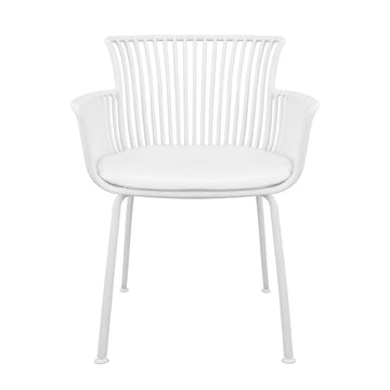 Gartenstuhl – Kunststoff Schale, PU-Leder Kissen, Weiße Farbe - Otis | Kick Collection