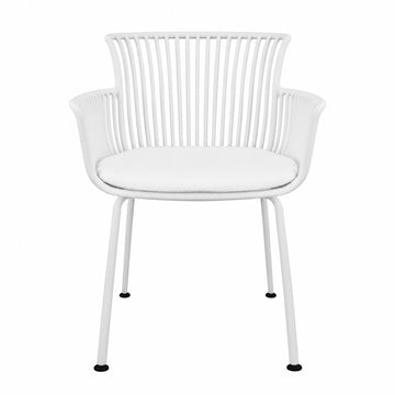 Gartenstuhl – Kunststoff Schale, PU-Leder Kissen, Weiße Farbe - Otis | Kick Collection