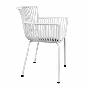 Gartenstuhl – Kunststoff Schale, PU-Leder Kissen, Weiße Farbe - Otis | Kick Collection