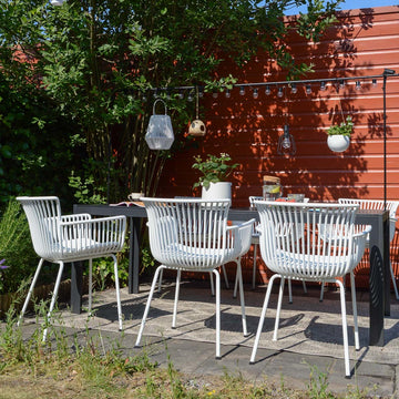 Gartenstuhl – Kunststoff Schale, PU-Leder Kissen, Weiße Farbe - Otis | Kick Collection