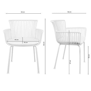 Gartenstuhl – Kunststoff Schale, PU-Leder Kissen, Weiße Farbe - Otis | Kick Collection