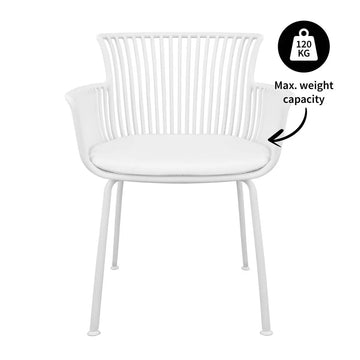 Gartenstuhl – Kunststoff Schale, PU-Leder Kissen, Weiße Farbe - Otis | Kick Collection