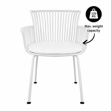 Gartenstuhl – Kunststoff Schale, PU-Leder Kissen, Weiße Farbe - Otis | Kick Collection