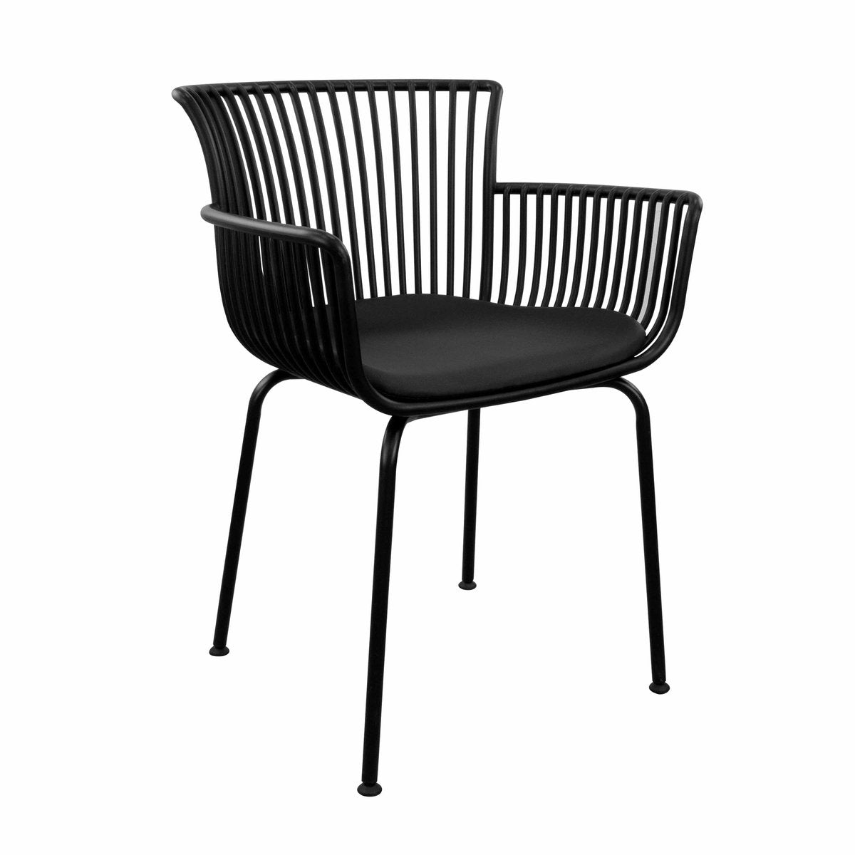 Gartenstuhl – Kunststoff Schale, PU-Leder Kissen, Schwarze Farbe - Otis | Kick Collection