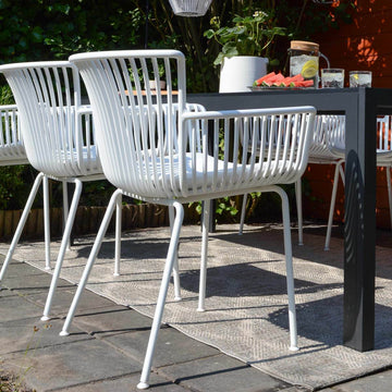 Gartenstuhl – Kunststoff Schale, PU-Leder Kissen, Schwarze Farbe - Otis | Kick Collection