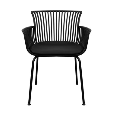 Gartenstuhl – Schwarzes Kunststoff, Beschichtetes Metall, PU-Lederkissen - Otis | Kick Collection