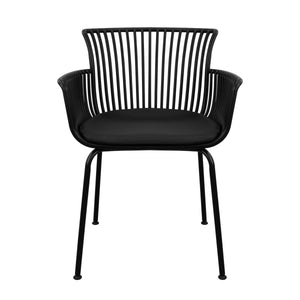 Gartenstuhl – Kunststoff Schale, PU-Leder Kissen, Schwarze Farbe - Otis | Kick Collection