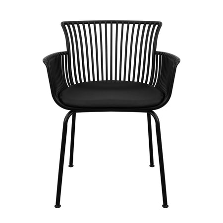 Gartenstuhl – Kunststoff Schale, PU-Leder Kissen, Schwarze Farbe - Otis | Kick Collection image