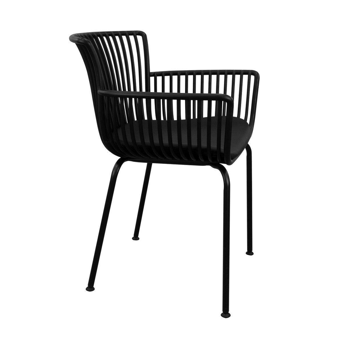 Gartenstuhl – Kunststoff Schale, PU-Leder Kissen, Schwarze Farbe - Otis | Kick Collection