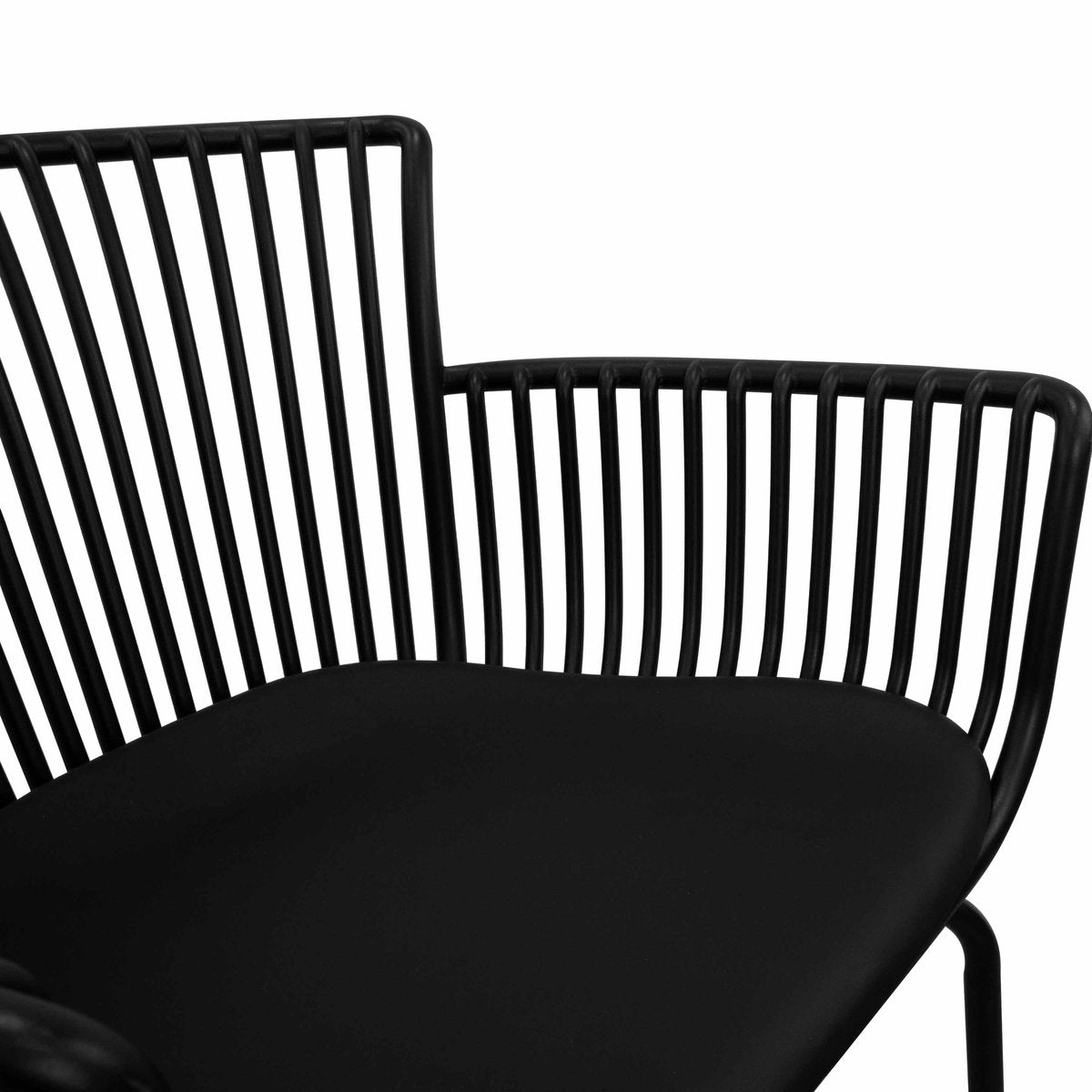 Gartenstuhl – Kunststoff Schale, PU-Leder Kissen, Schwarze Farbe - Otis | Kick Collection