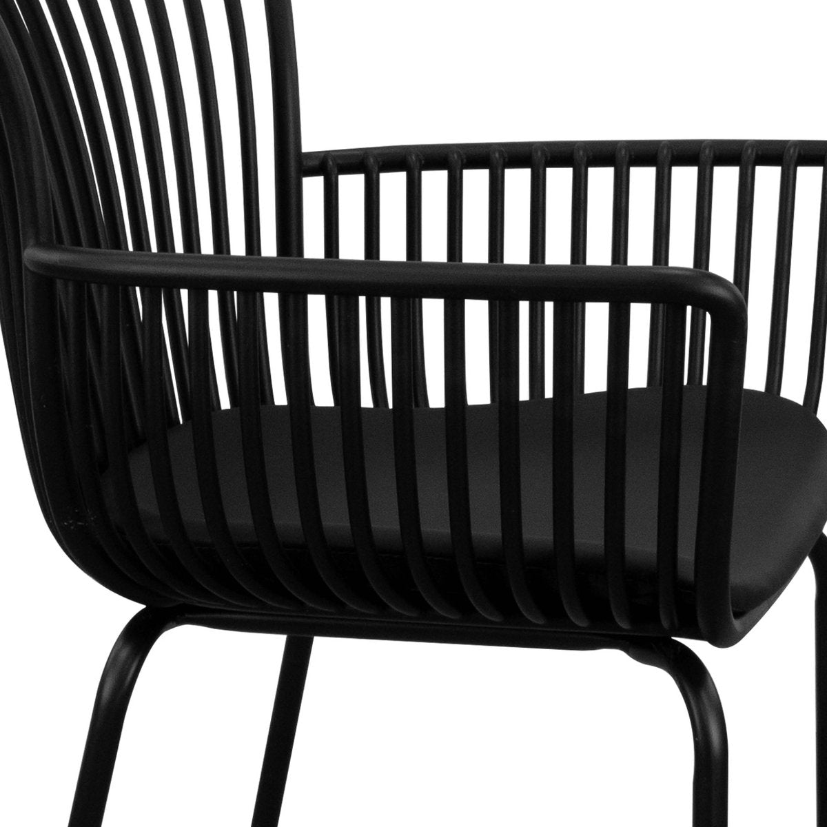 Gartenstuhl – Kunststoff Schale, PU-Leder Kissen, Schwarze Farbe - Otis | Kick Collection