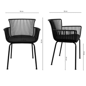 Gartenstuhl – Kunststoff Schale, PU-Leder Kissen, Schwarze Farbe - Otis | Kick Collection