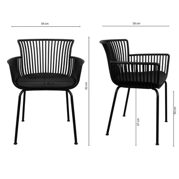 Gartenstuhl – Kunststoff Schale, PU-Leder Kissen, Schwarze Farbe - Otis | Kick Collection