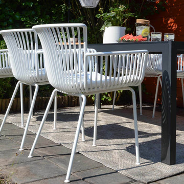 Gartenstuhl – Kunststoff Schale, PU-Leder Kissen, Beige Farbe - Otis | Kick Collection