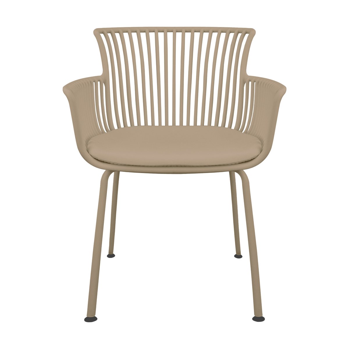Gartenstuhl – Kunststoff Schale, PU-Leder Kissen, Beige Farbe - Otis | Kick Collection
