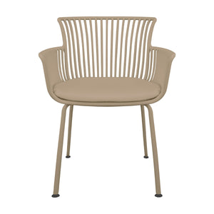 Gartenstuhl – Kunststoff Schale, PU-Leder Kissen, Beige Farbe - Otis | Kick Collection
