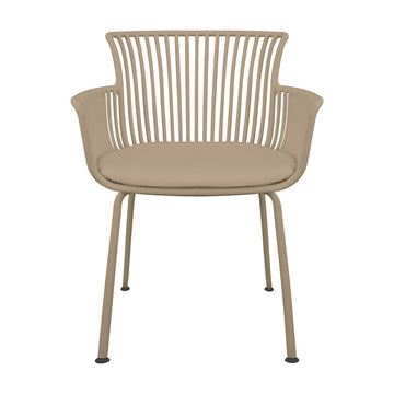 Gartenstuhl – Kunststoff Schale, PU-Leder Kissen, Beige Farbe - Otis | Kick Collection