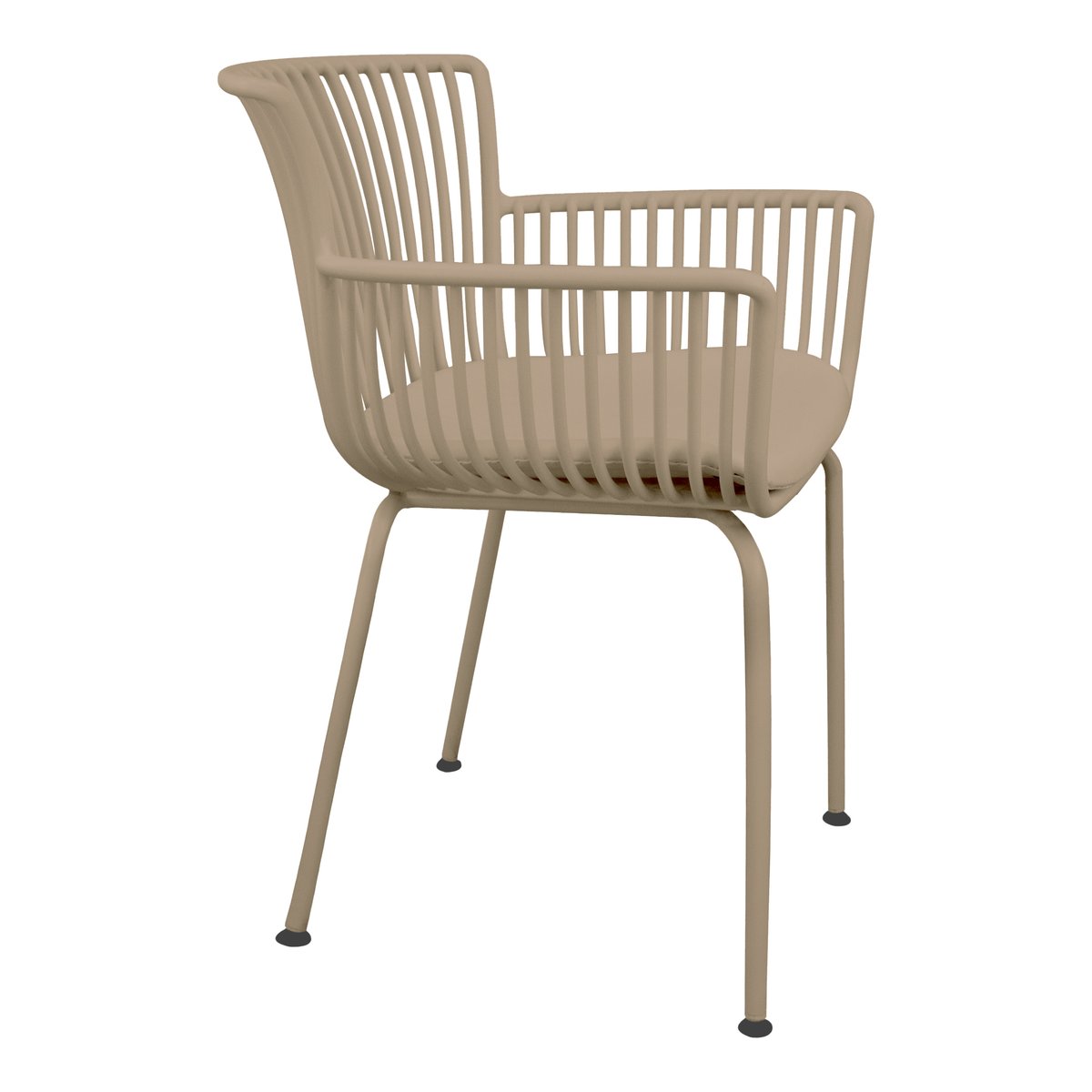 Gartenstuhl – Kunststoff Schale, PU-Leder Kissen, Beige Farbe - Otis | Kick Collection