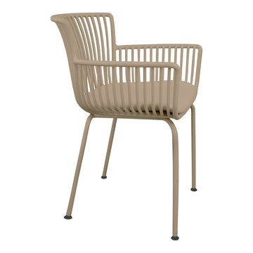 Gartenstuhl – Kunststoff Schale, PU-Leder Kissen, Beige Farbe - Otis | Kick Collection