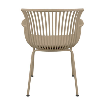 Gartenstuhl – Kunststoff Schale, PU-Leder Kissen, Beige Farbe - Otis | Kick Collection