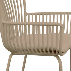 Gartenstuhl – Kunststoff Schale, PU-Leder Kissen, Beige Farbe - Otis | Kick Collection