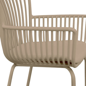 Gartenstuhl – Kunststoff Schale, PU-Leder Kissen, Beige Farbe - Otis | Kick Collection