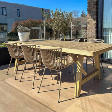Gartenstuhl – Kunststoff Schale, PU-Leder Kissen, Beige Farbe - Otis | Kick Collection
