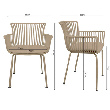 Gartenstuhl – Kunststoff Schale, PU-Leder Kissen, Beige Farbe - Otis | Kick Collection