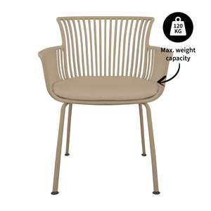 Gartenstuhl – Kunststoff Schale, PU-Leder Kissen, Beige Farbe - Otis | Kick Collection