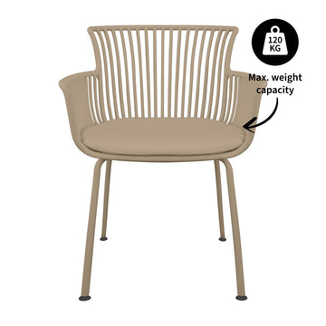 Gartenstuhl – Kunststoff Schale, PU-Leder Kissen, Beige Farbe - Otis | Kick Collection