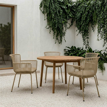 Gartenstuhl – Kunststoff Schale, PU-Leder Kissen, Beige Farbe - Otis | Kick Collection