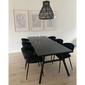 Esszimmerstuhl – Velvet Stoff, Metall Gestell, Schwarze Farbe - Lenn | Kick Collection