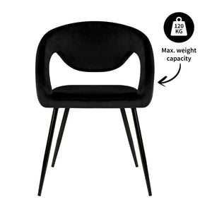 Esszimmerstuhl – Velvet Stoff, Metall Gestell, Schwarze Farbe - Lenn | Kick Collection