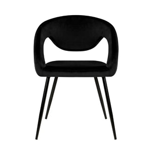 Esszimmerstuhl – Velvet Stoff, Metall Gestell, Schwarze Farbe - Lenn | Kick Collection