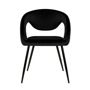 Esszimmerstuhl – Velvet Stoff, Metall Gestell, Schwarze Farbe - Lenn | Kick Collection